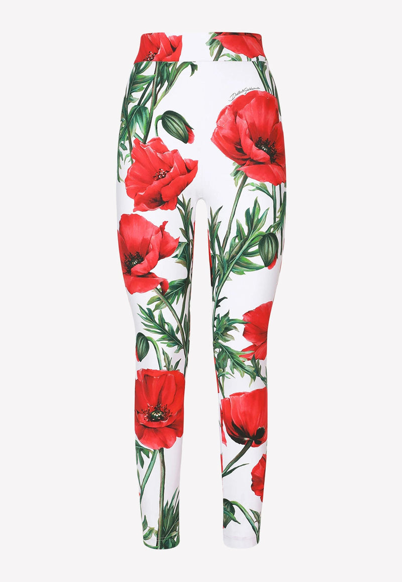 Poppy-Print Jersey Leggings