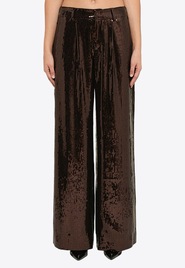 Wide-Leg Sequined Pants