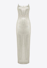 Crystal-Embellished Bustier Maxi Dress
