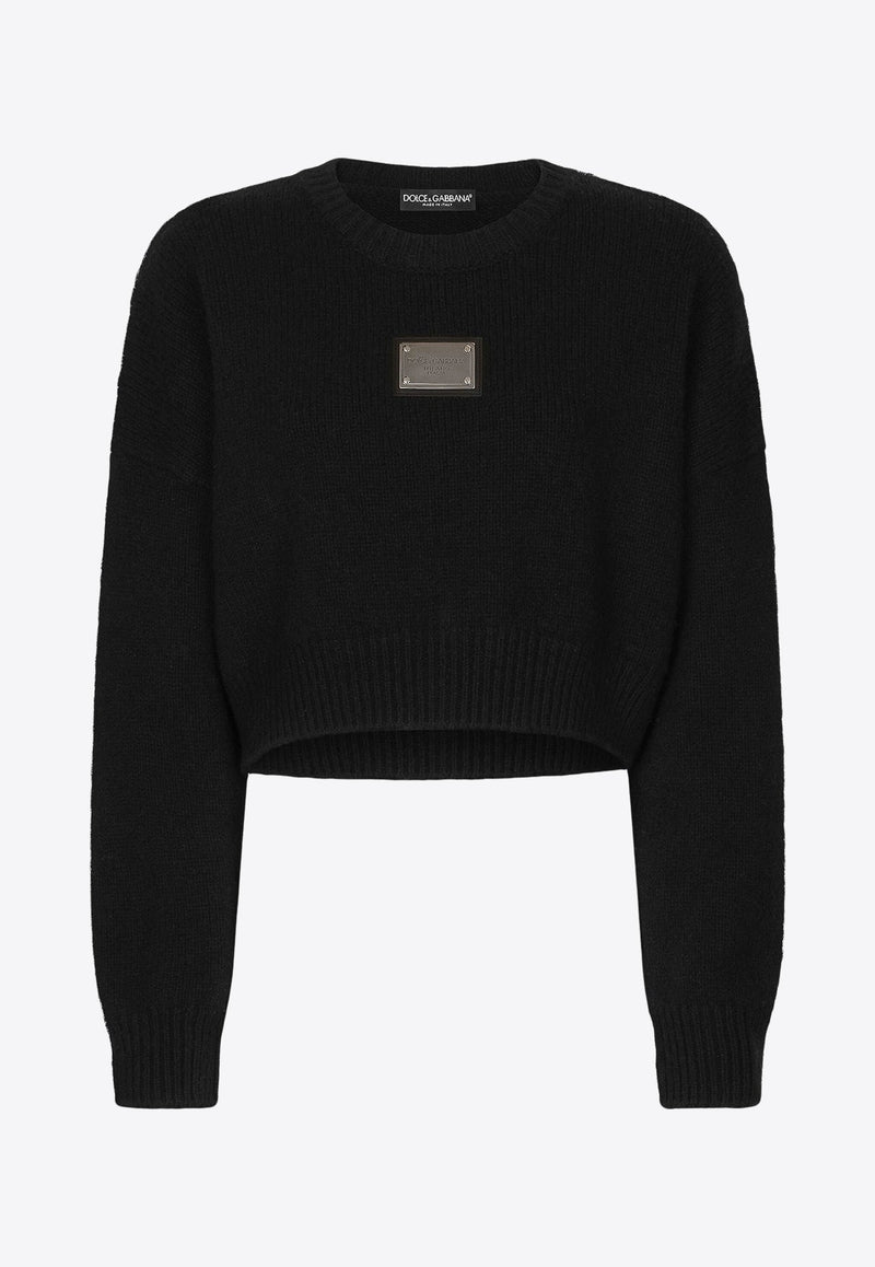 Logo Plate Knitted Cashmere Sweater