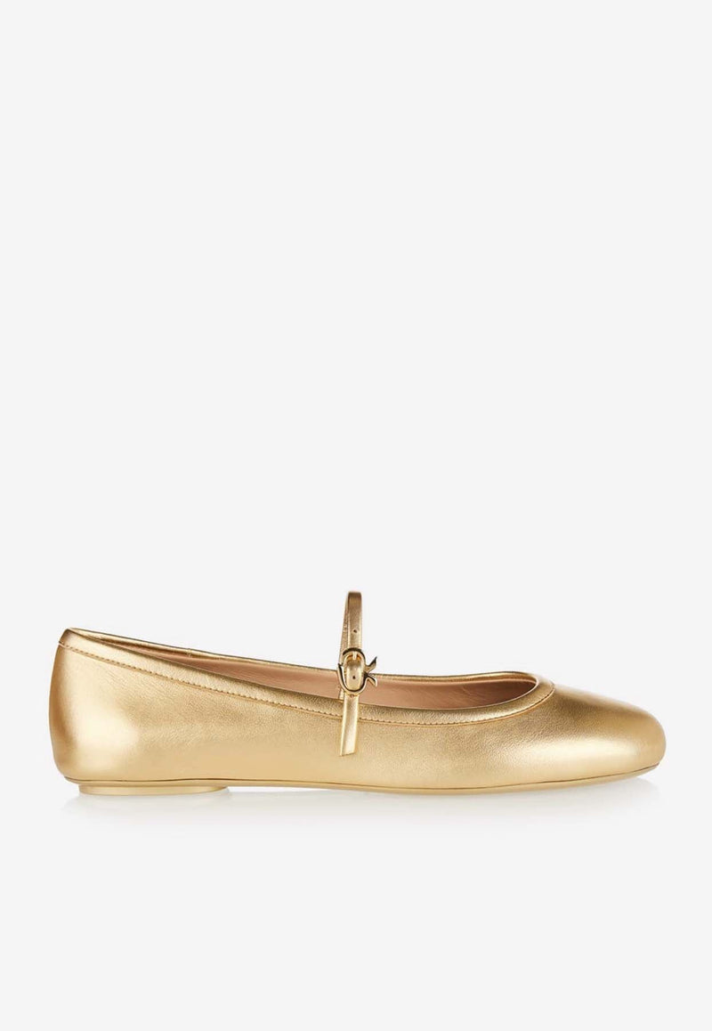 Carla Ballet Flats in Metallic Leather