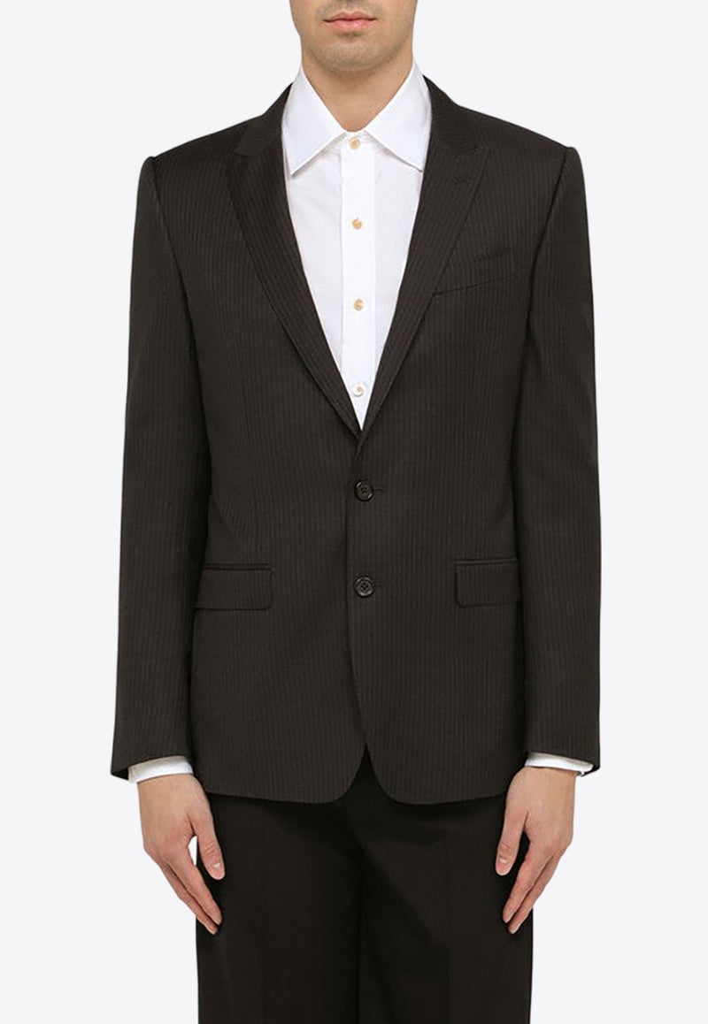 Single-Breasted Pinstriped Blazer in Wool