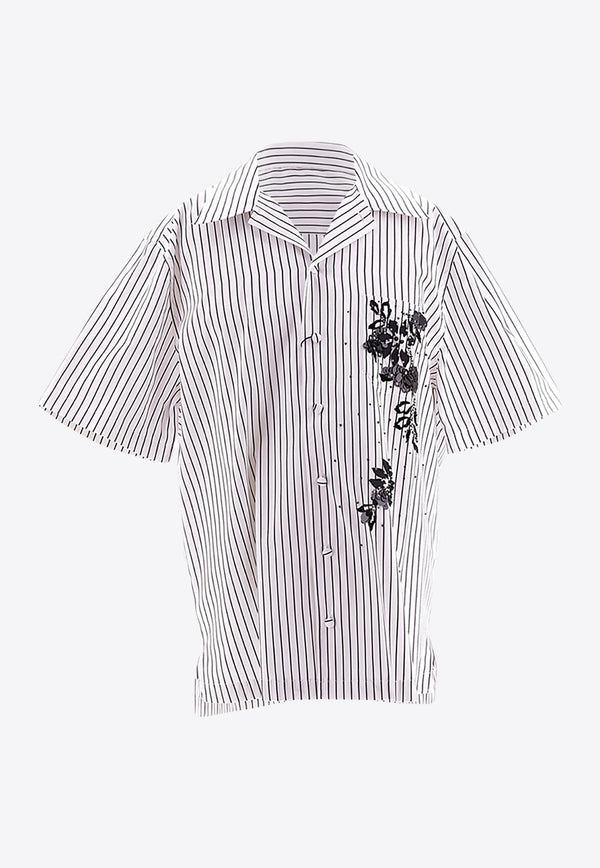 Floral Print Striped Shirt