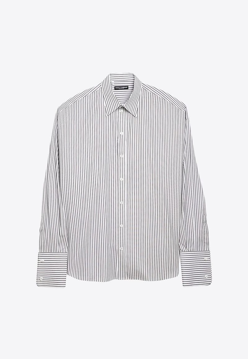 Striped Poplin Long-Sleeved Shirt