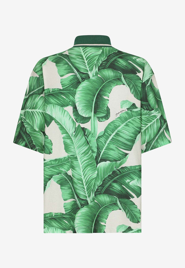 Banana Tree Print Oversized Polo T-shirt