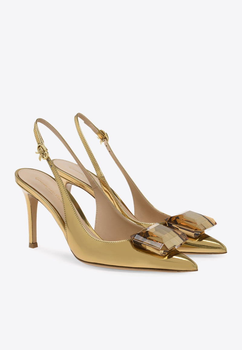 Jaipur 85 Metallic-Leather Slingback Pumps