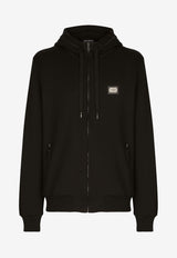 Logo-Plate Zip-Up Hooded Sweatshirt