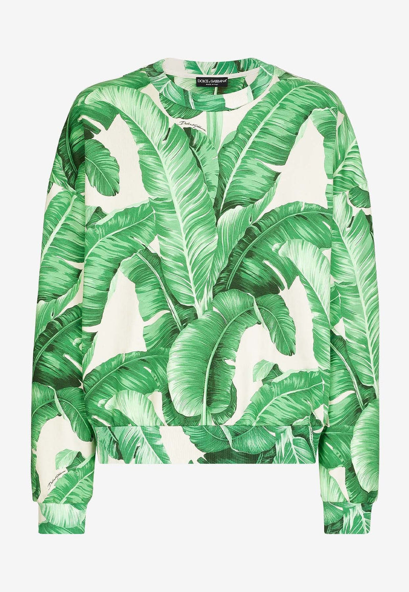 Banana Tree Print Crewneck Sweatshirt