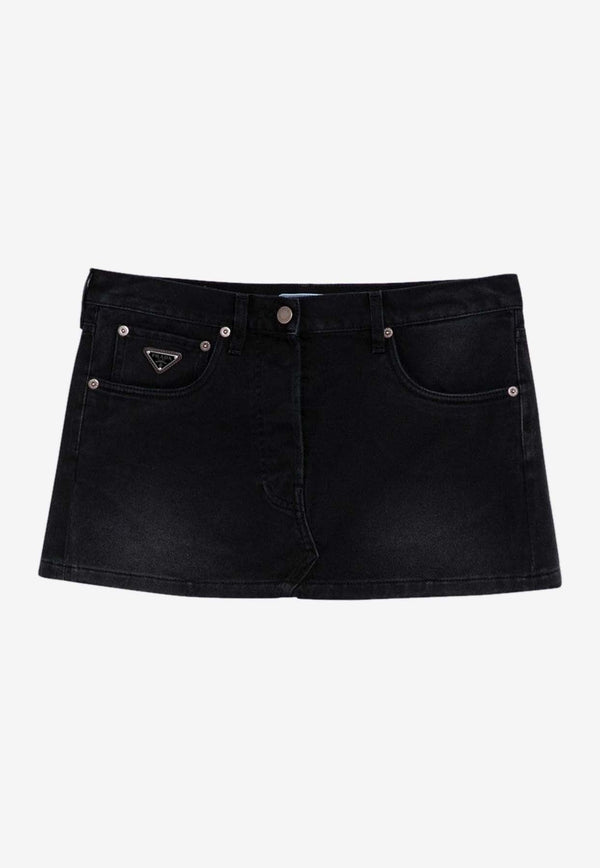 Logo Patch Mini Denim Skirt