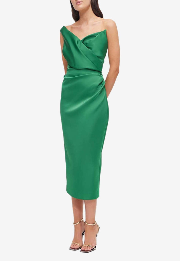 Edan One-Shoulder Satin Midi Dress