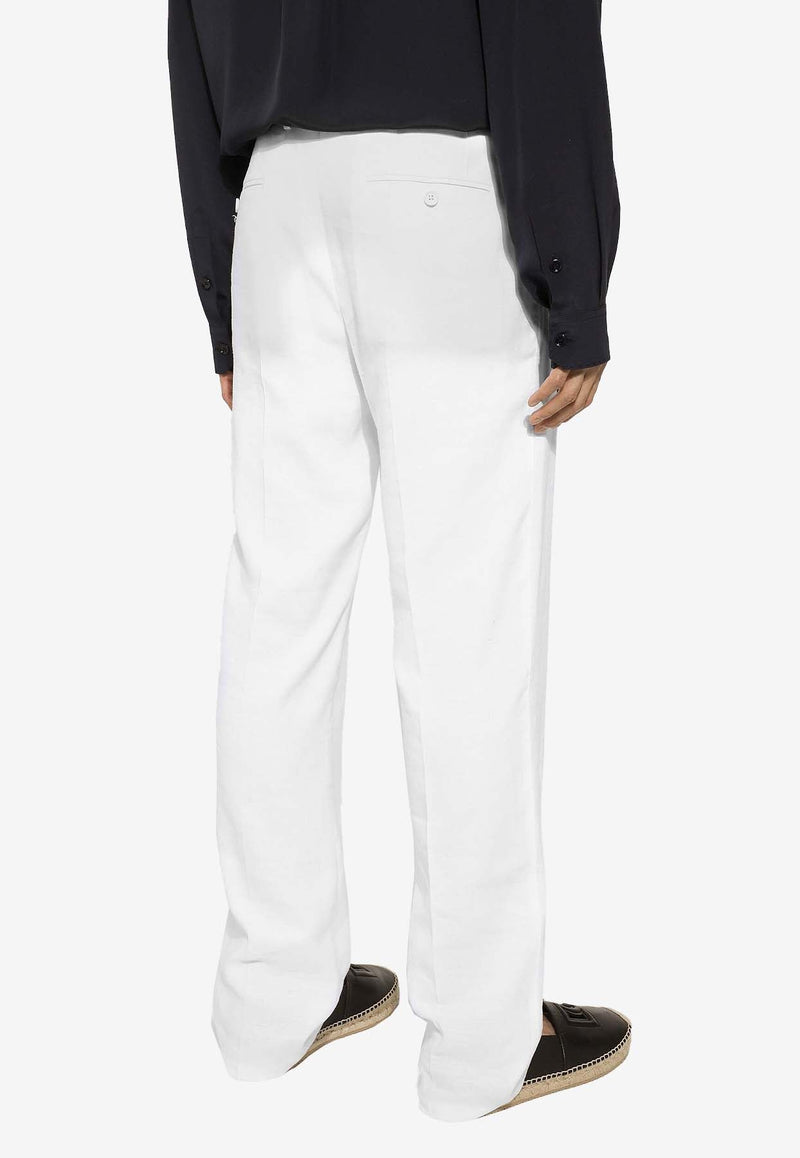 Stretch Linen-Blend Pants