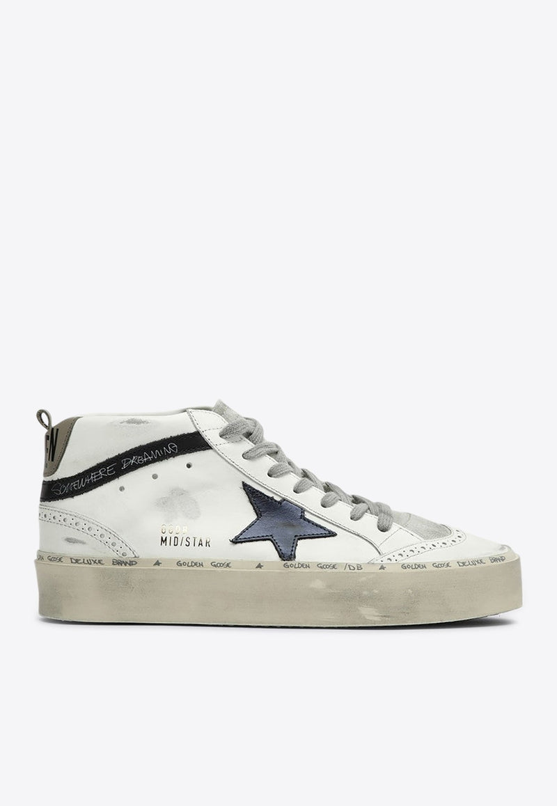 Mid Star Distressed Leather Sneakers