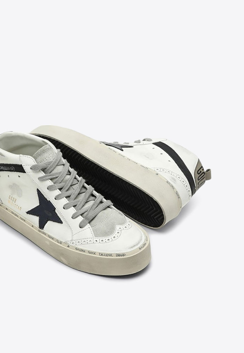 Mid Star Distressed Leather Sneakers