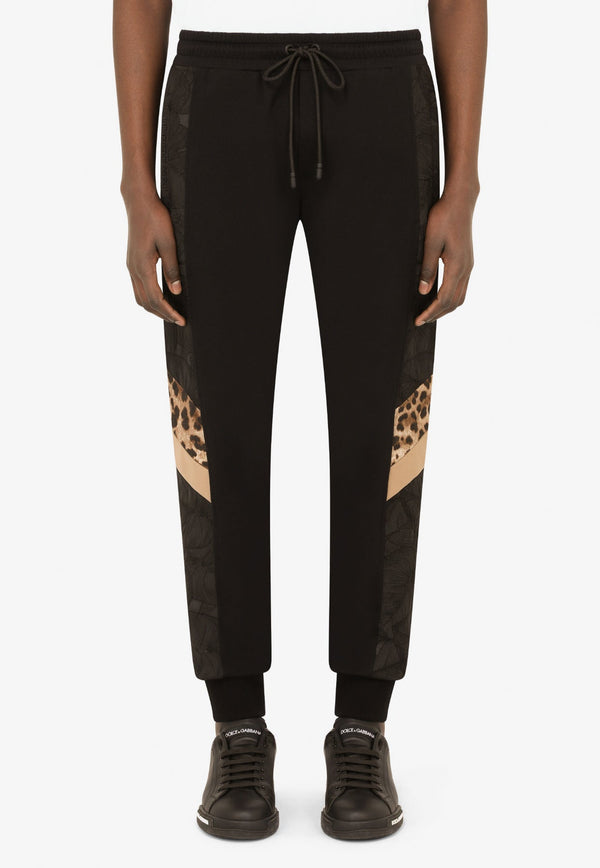 Printed Track Pants in Mixed Materials
