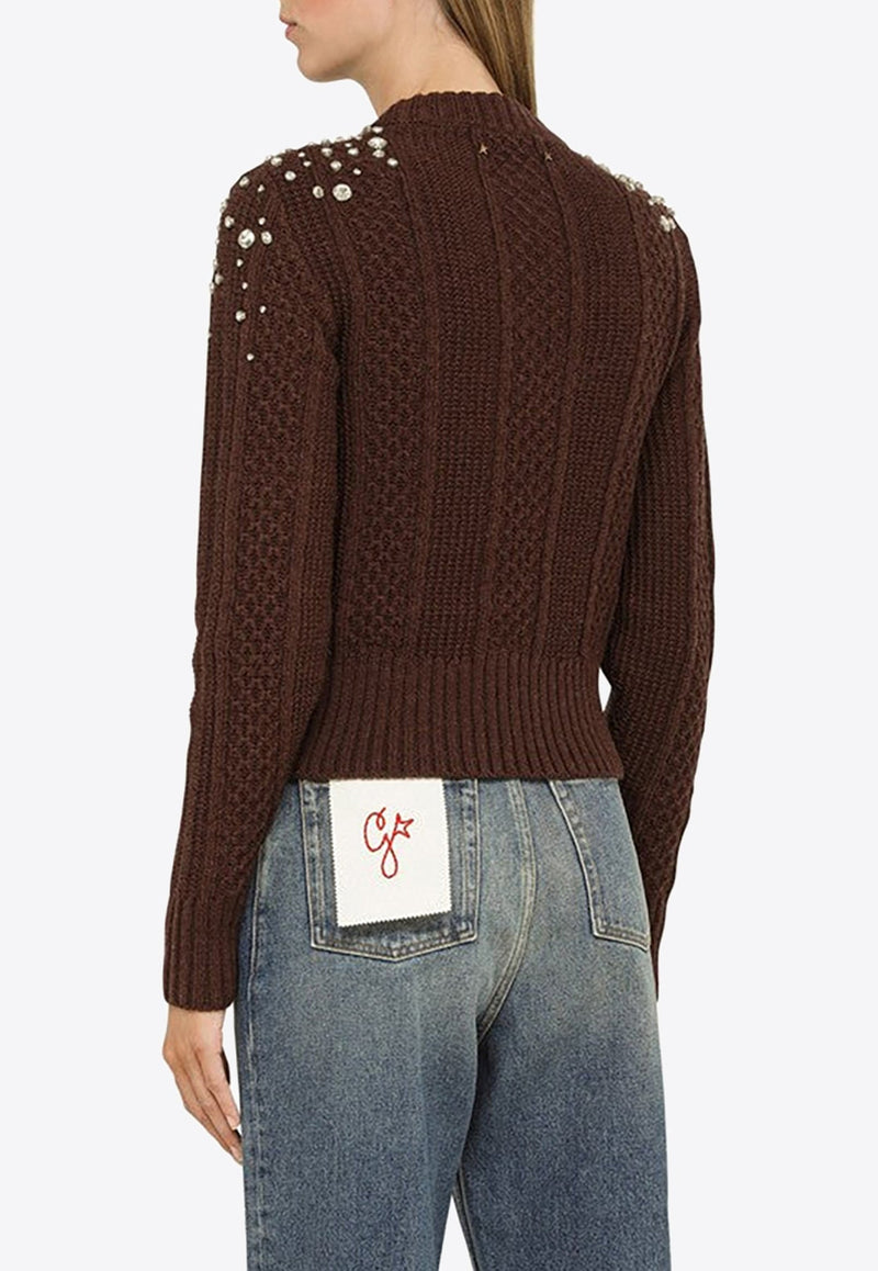 Rhinestone-Embellished Wool Sweater