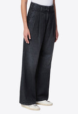 Wide-Leg Washed-Effect Jeans