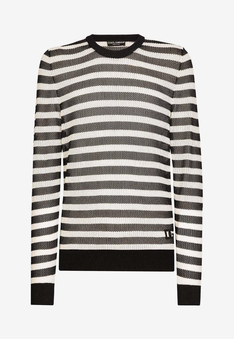 Logo Embroidered Striped Sweater