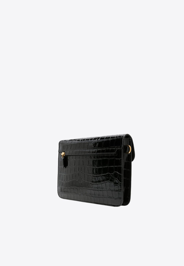 Croc-Embossed Calfskin Pouch