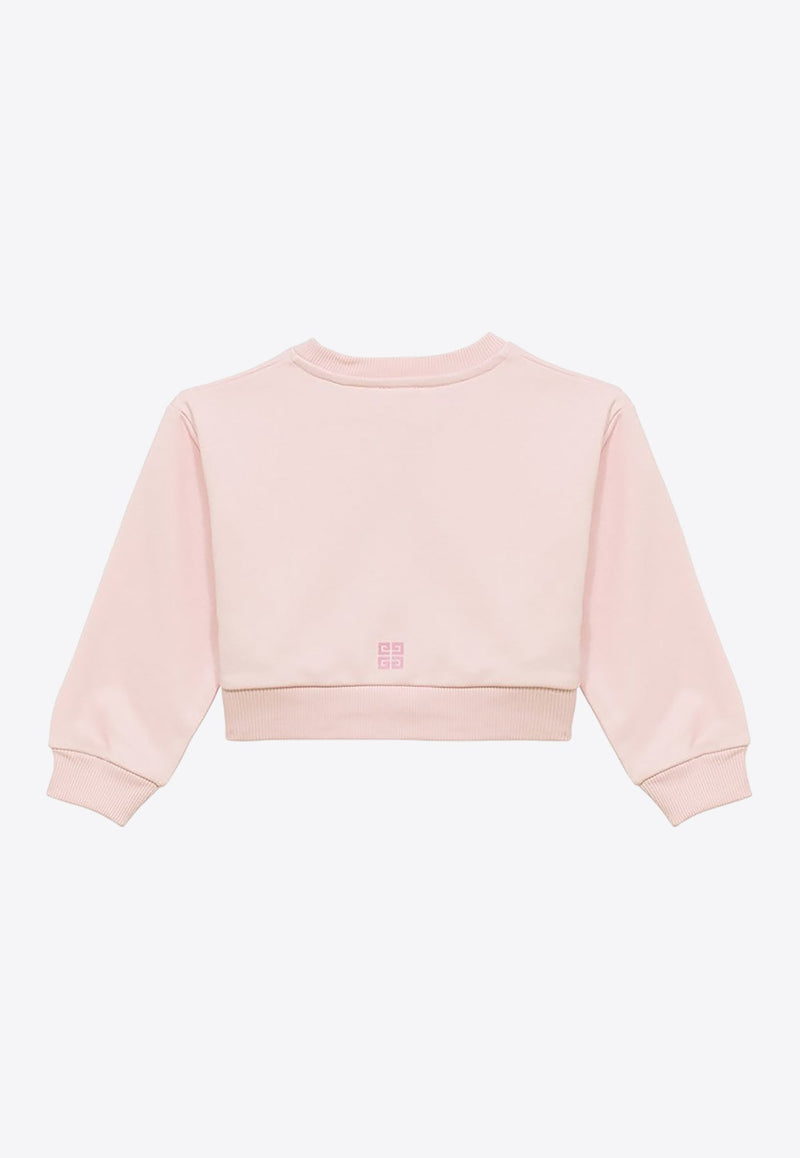 Girls Logo Print Cropped Sweatshirt