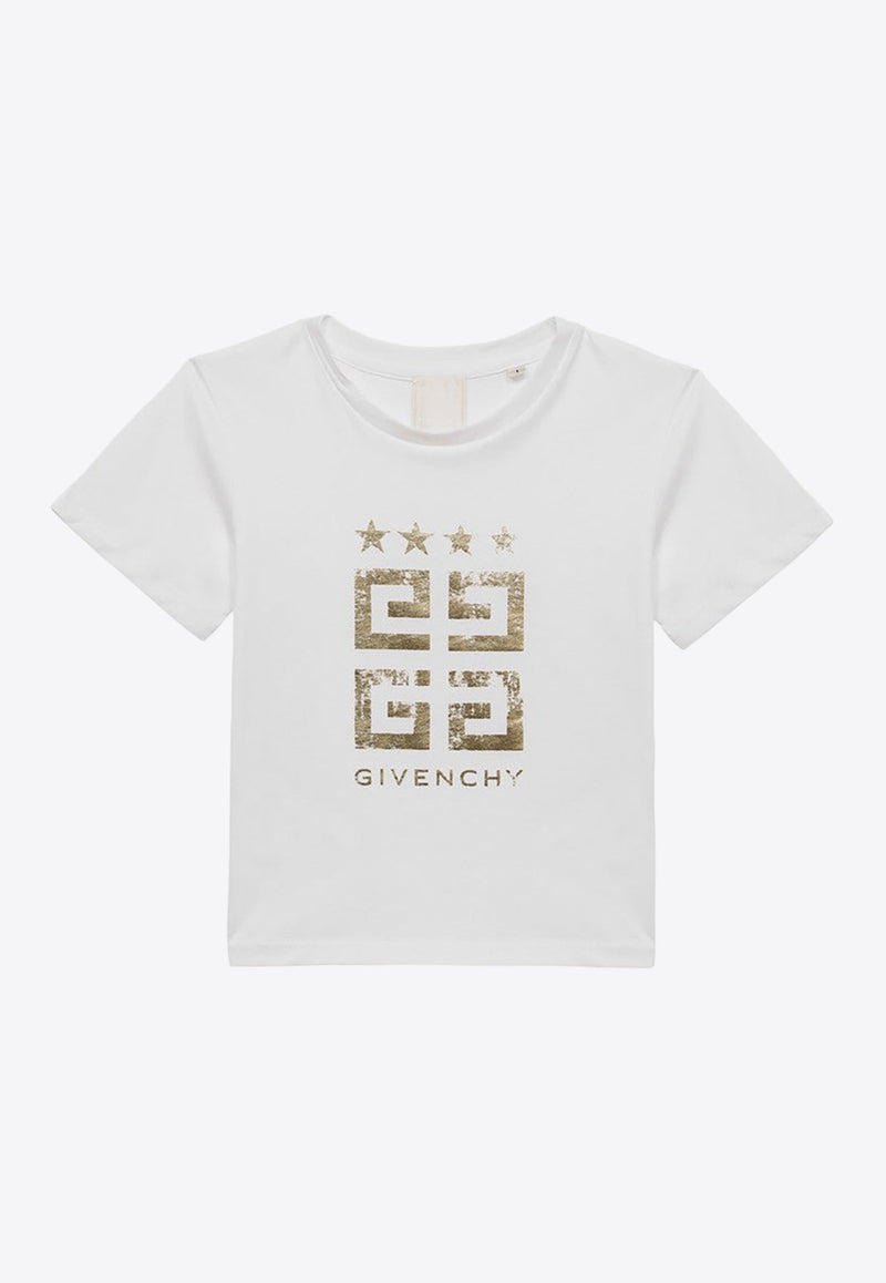 Girls Laminated 4G Stars Logo T-shirt