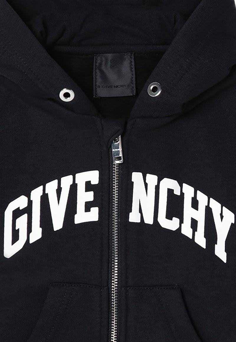 Boys Logo Print Zip-Up Hoodie