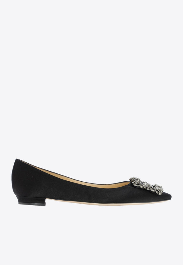 Hangisi FMC Crystal Buckle Satin Flats