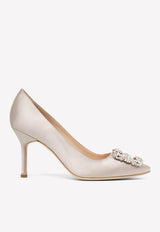 Hangisi 90 Crystal Buckle Satin Pumps