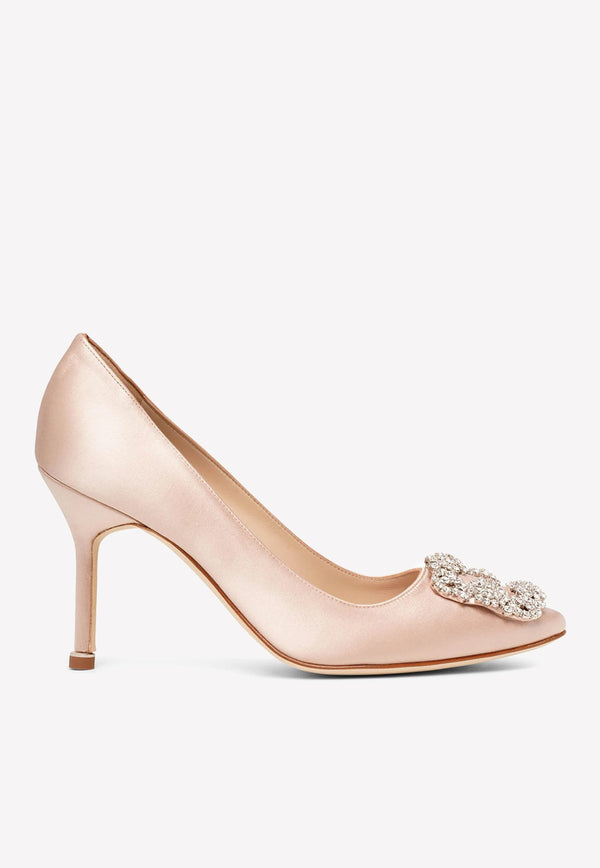 Hangisi 90 Crystal Buckle Satin Pumps