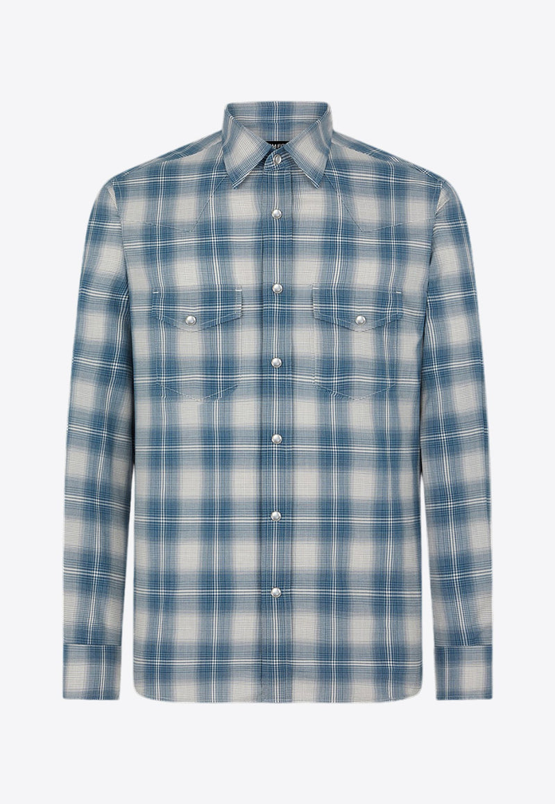 Long-Sleeved Checked Shirt