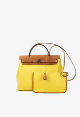 Herbag Zip 31 in Jaune Citron Toile and Naturel Sable Hunter with Palladium Hardware