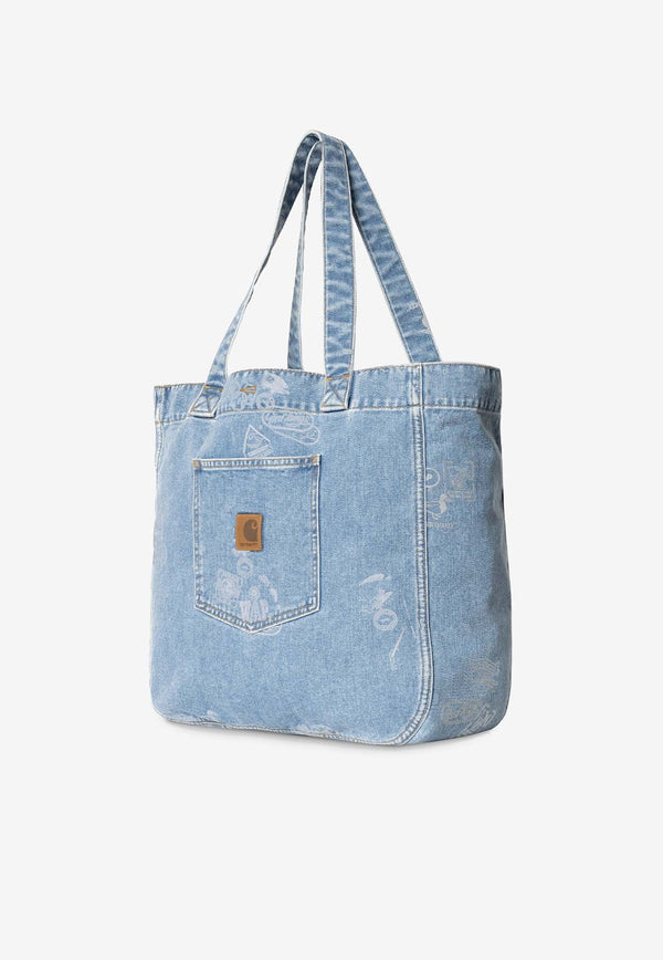 Stamp Denim Tote Bag