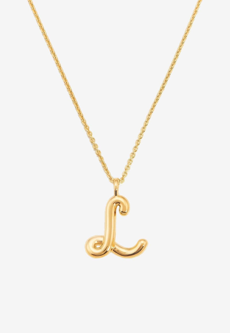 Curly Molten Initial L Pendant Necklace