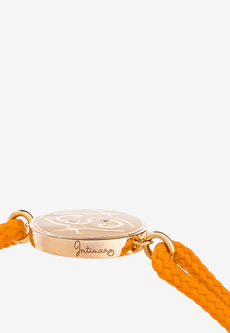 Nawal 'Tender Loving Care' Cord Bracelet in 18-karat Rose Gold and White Diamonds