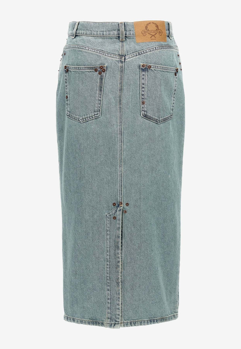 Rivets Midi Denim Skirt