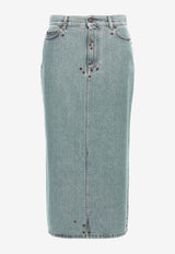 Rivets Midi Denim Skirt