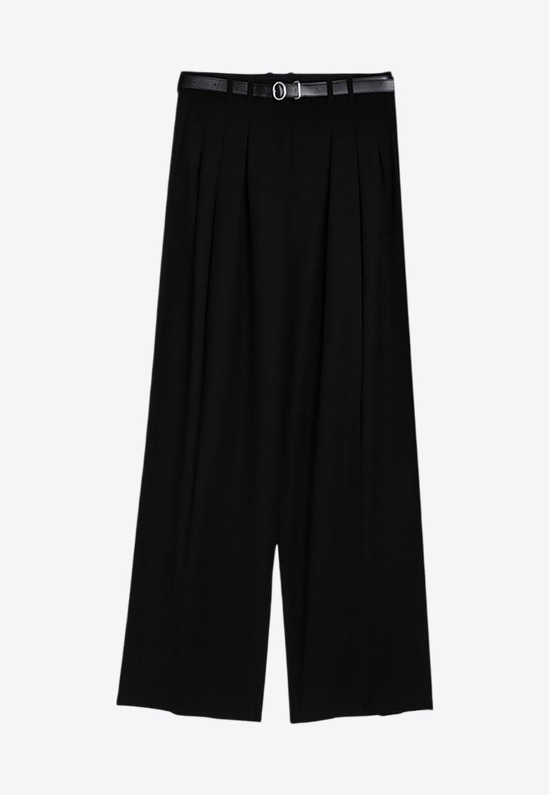 Wide-Leg Tailored Pants with Belt