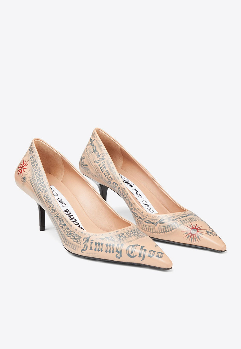 X Jean Paul Gaultier 60 Tattoo-Printed Leather Pumps