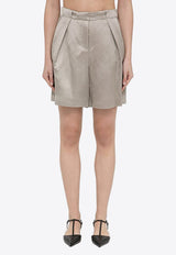 Pleat-Front Satin Shorts