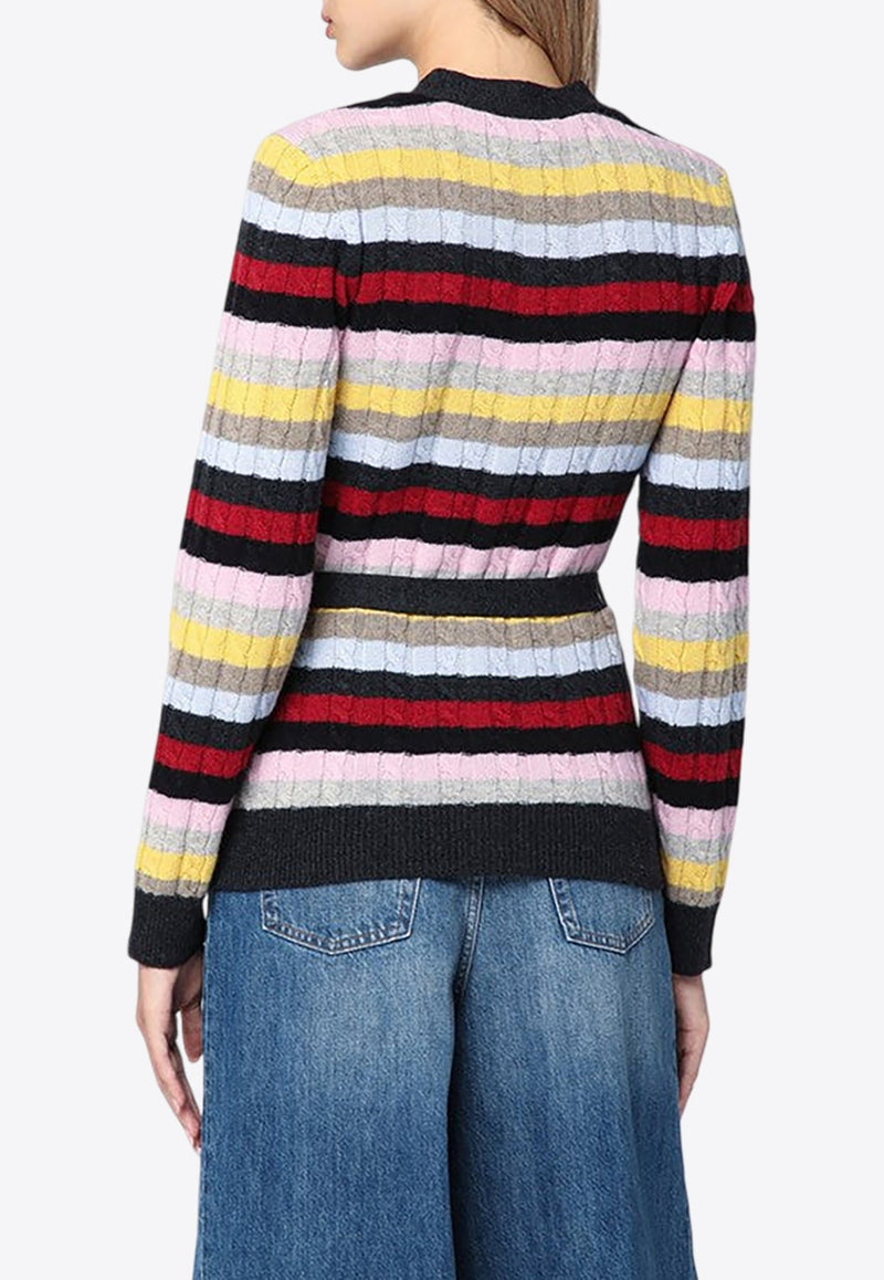 Striped Wool-Blend Cardigan