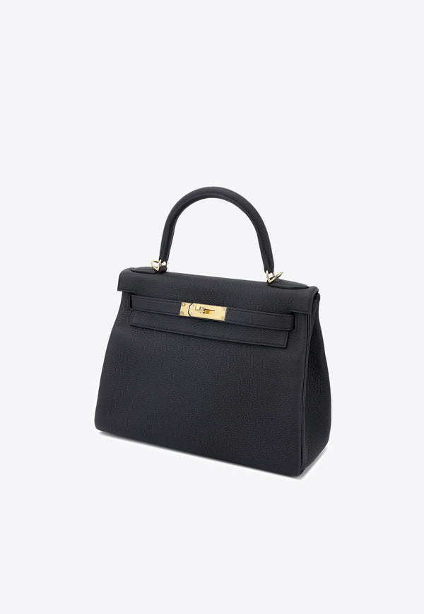 Kelly 28 in Black Togo Leather with Gold Hardware