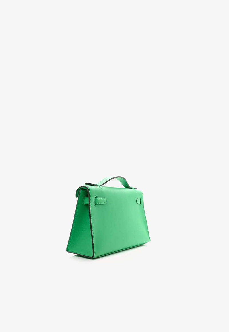 Kelly Pochette Clutch Bag in Menthe Swift Leather with Gold Hardware