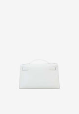 Kelly Pochette Clutch Bag in New White Swift Leather with Palladium Hardware