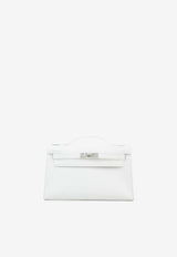 Kelly Pochette Clutch Bag in New White Swift Leather with Palladium Hardware
