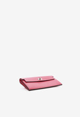 Kelly Pocket Long Wallet in Rose Extreme Madame Leather with Palladium Hardware