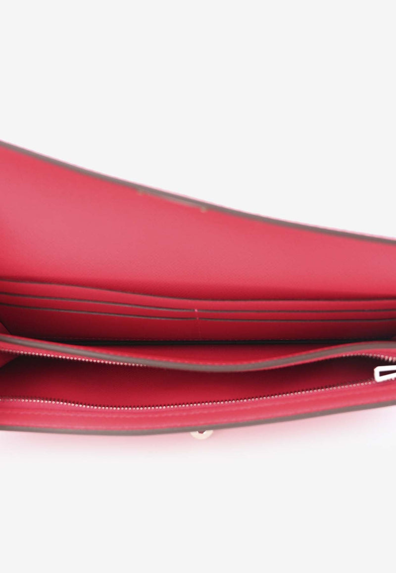 Kelly Pocket Long Wallet in Rose Extreme Madame Leather with Palladium Hardware