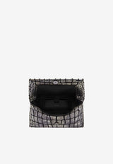 Mini Top Handle Bag in Metallic Croc Embossed Leather