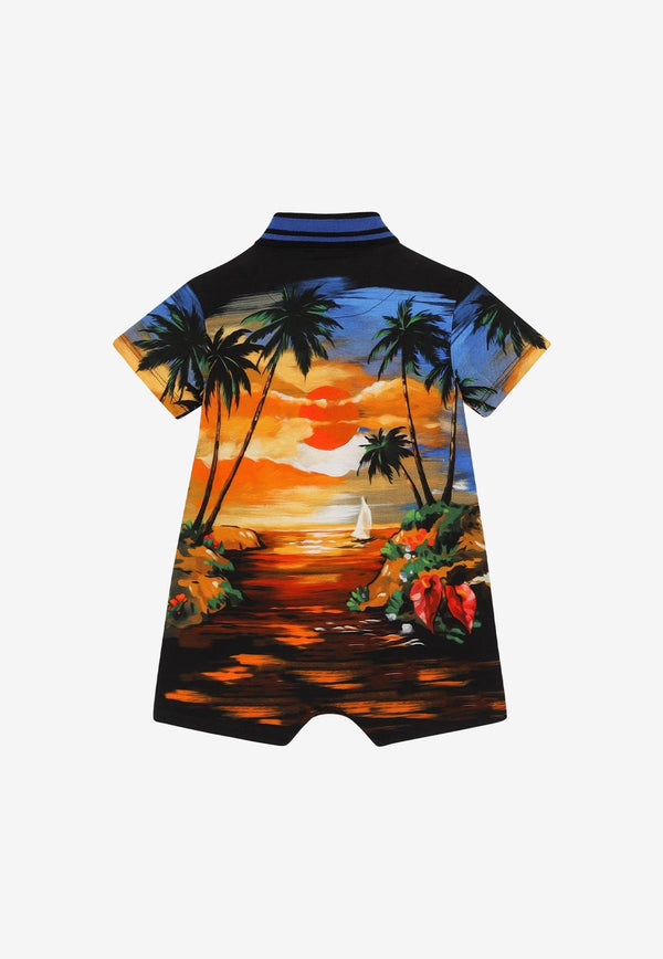 Boys Piqué Onesie with Hawaiian Print