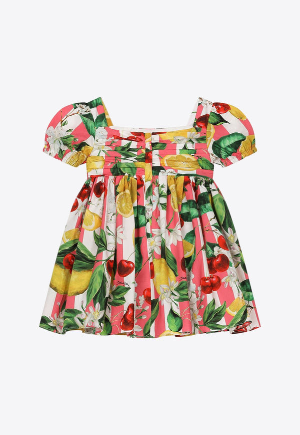 Baby Girls Lemon and Cherry Print Dress