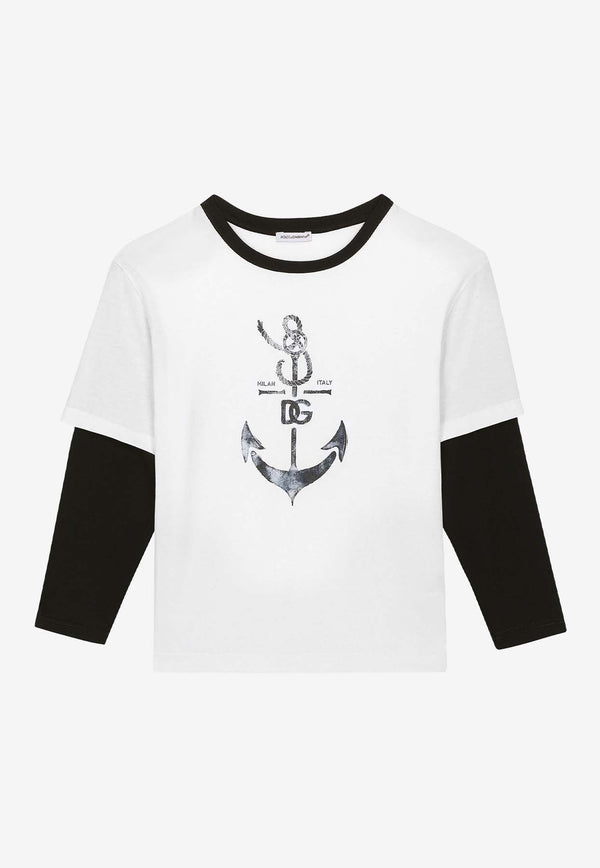 Boys Anchor Print Long-Sleeved T-shirt