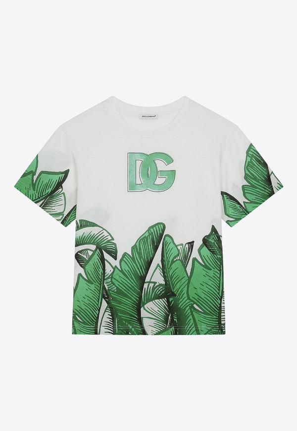 Boys Banana Tree Logo Print T-shirt